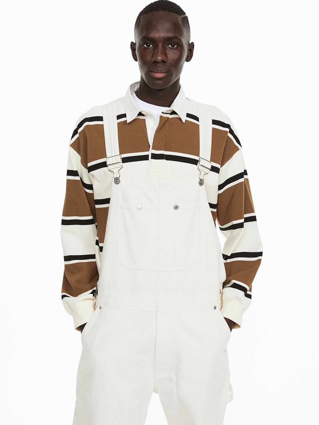 

H&M Men Relaxed Fit Dungarees, White