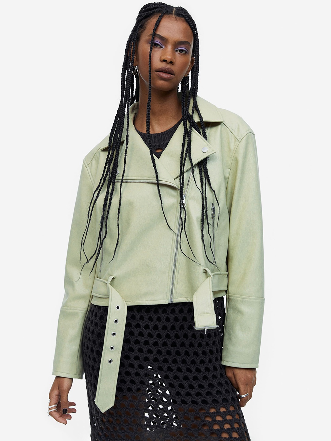 

H&M Women Biker Jacket, Green