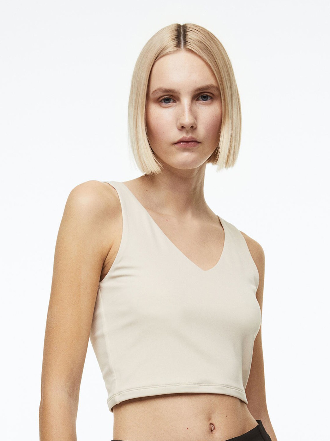 

H&M Women Cropped Vest Top, Beige