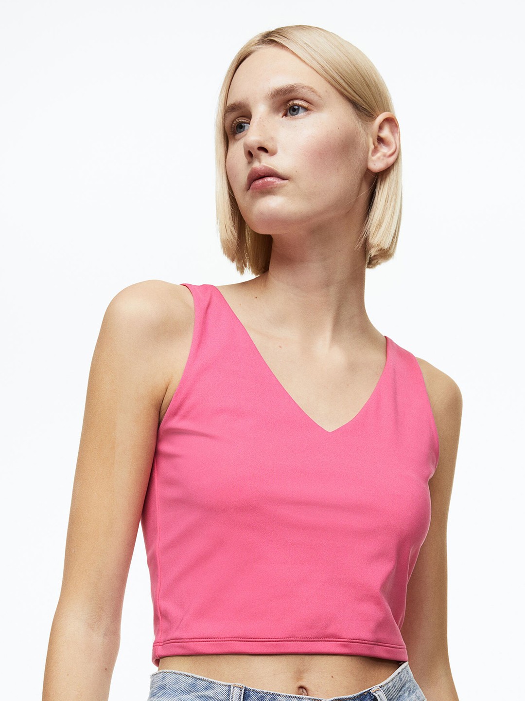 

H&M Women Cropped Vest Top, Pink