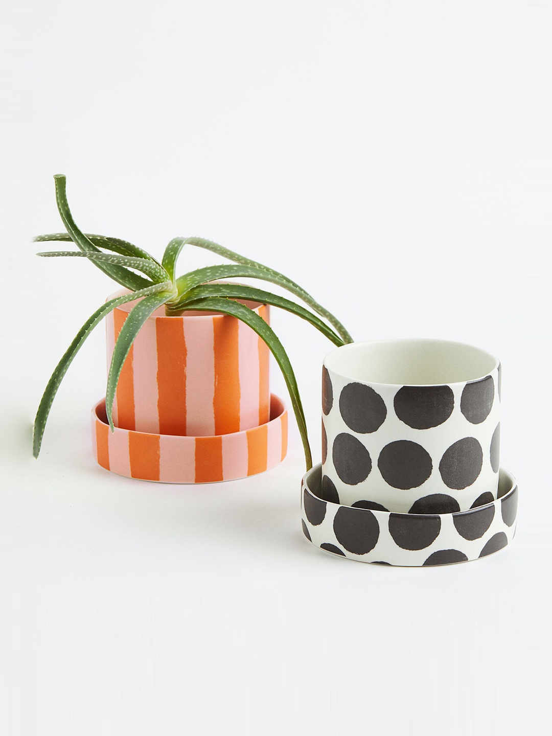 

H&M Orange & Pink Patterned Plant Pot and Saucer