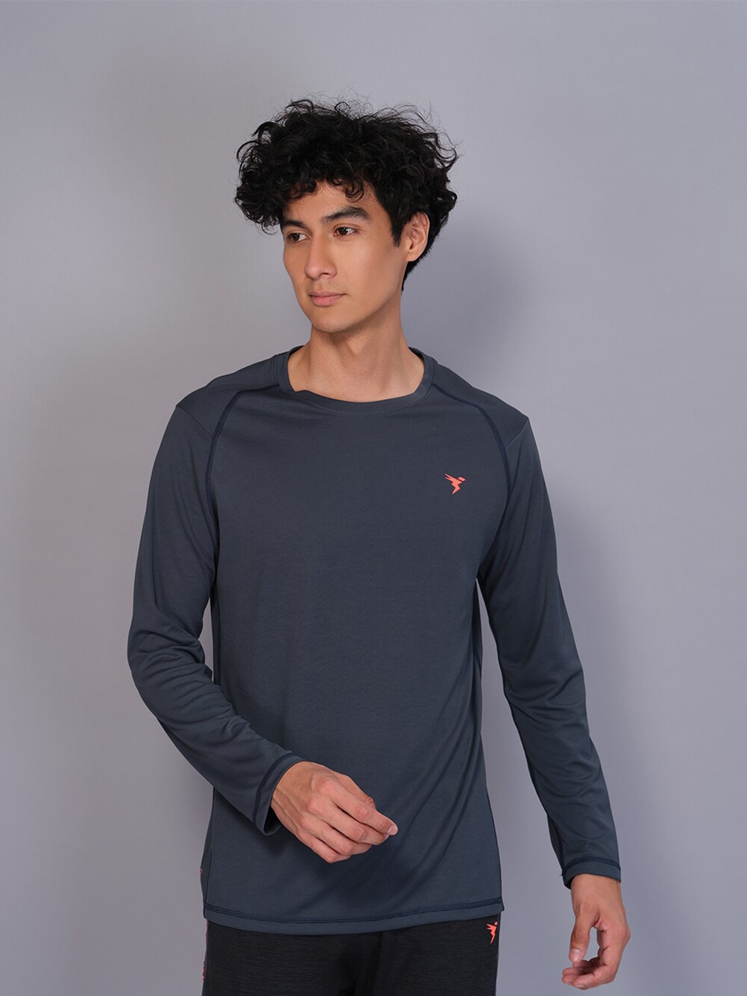 

Technosport Men Long Sleeve Antimicrobial Active T-shirt, Charcoal