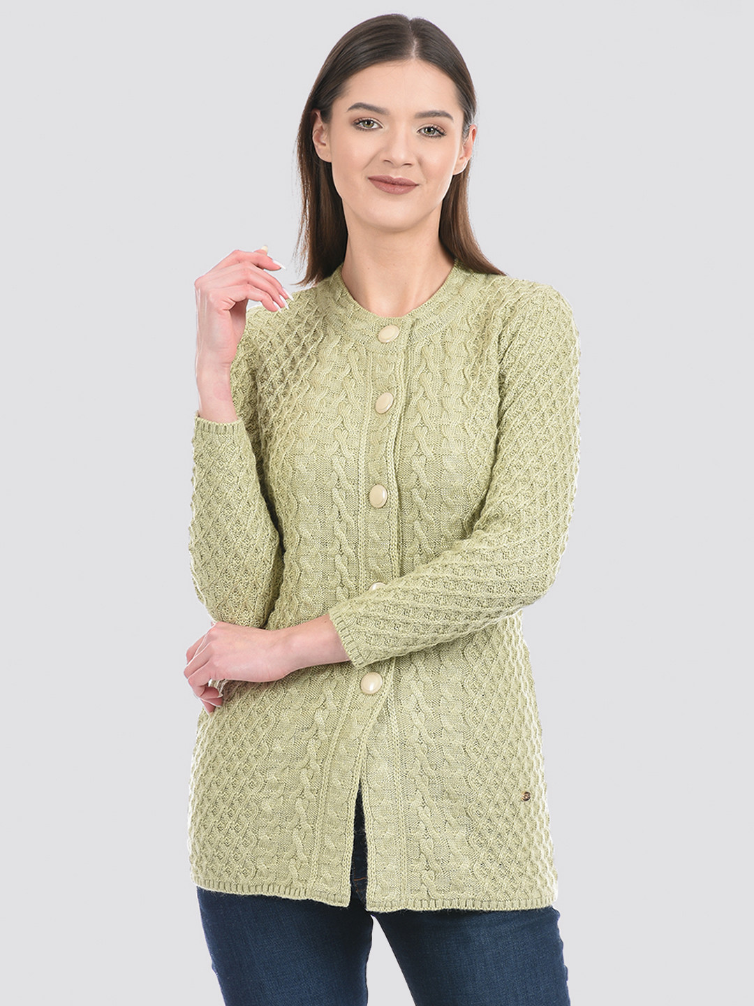 

Cloak & Decker by Monte Carlo Women Cable Knit Cardigan Sweater, Green