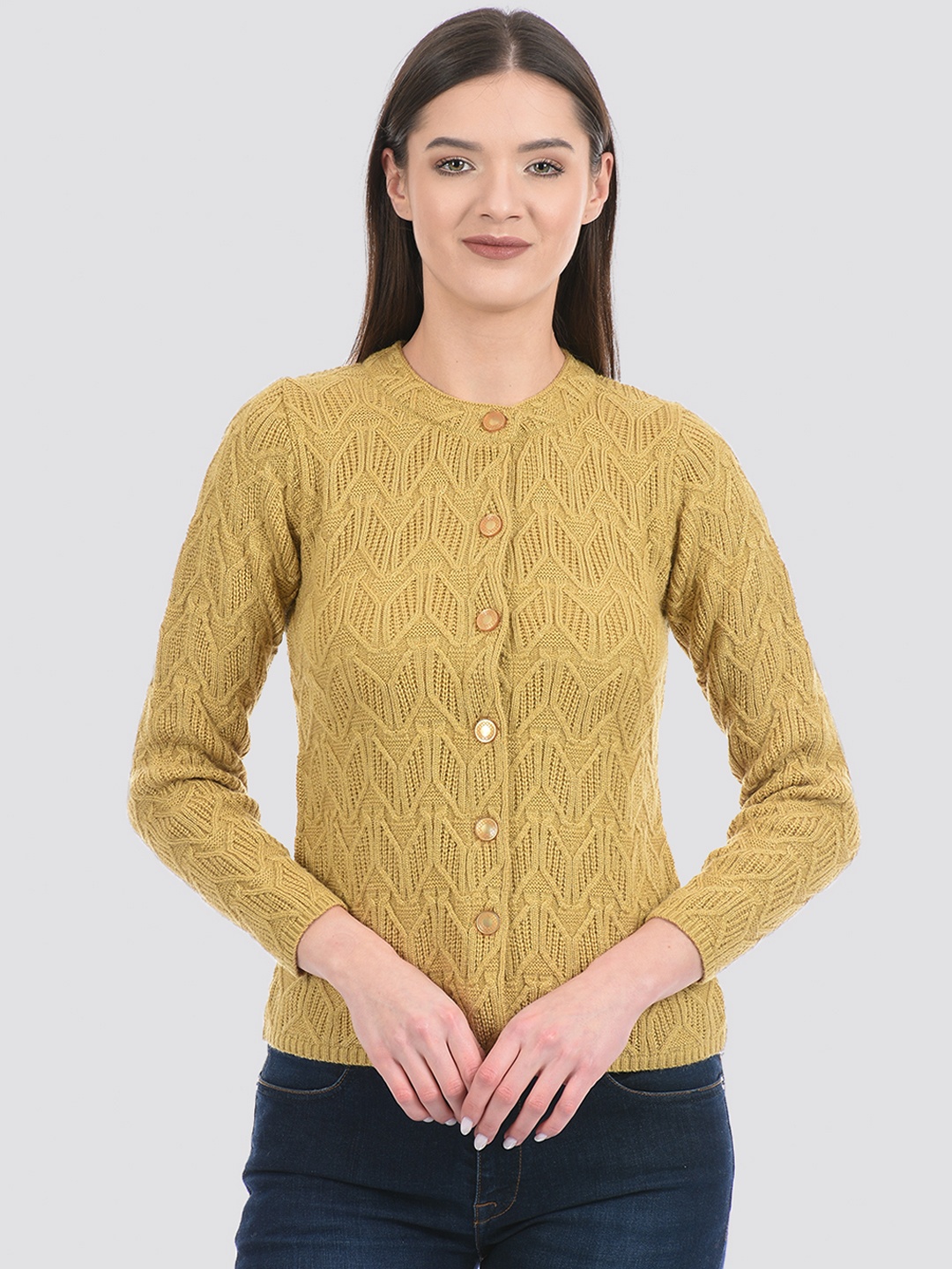 

Cloak & Decker by Monte Carlo Women Cable Knit Acrylic Cardigan Sweater, Mustard