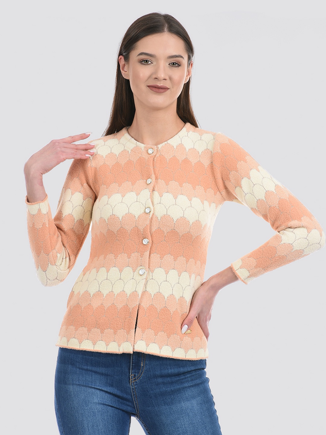 

Cloak & Decker by Monte Carlo Women Acrylic Cardigan, Peach