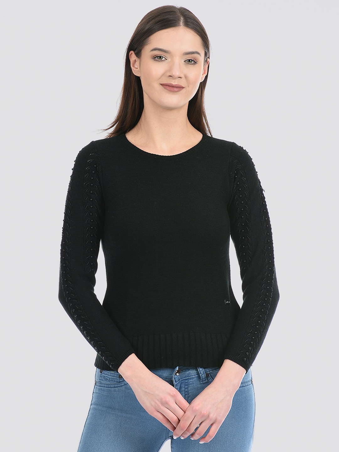 

Cloak & Decker by Monte Carlo Women Embellished long sleeves Acrylic Pullover, Black