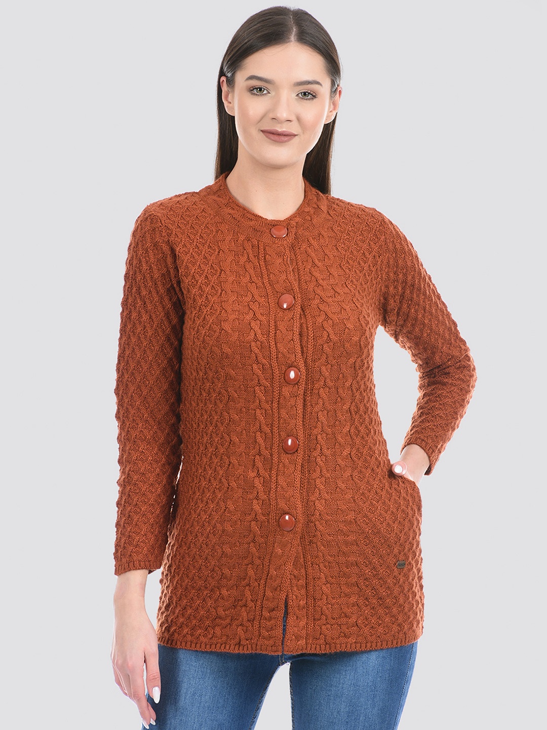 

Cloak & Decker by Monte Carlo Women Cable Knit Acrylic Cardigan, Brown