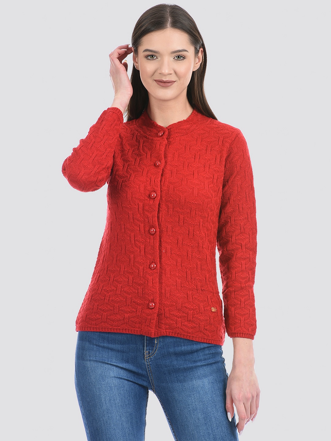 

Cloak & Decker by Monte Carlo Women Cable Knit Acrylic Cardigan, Red