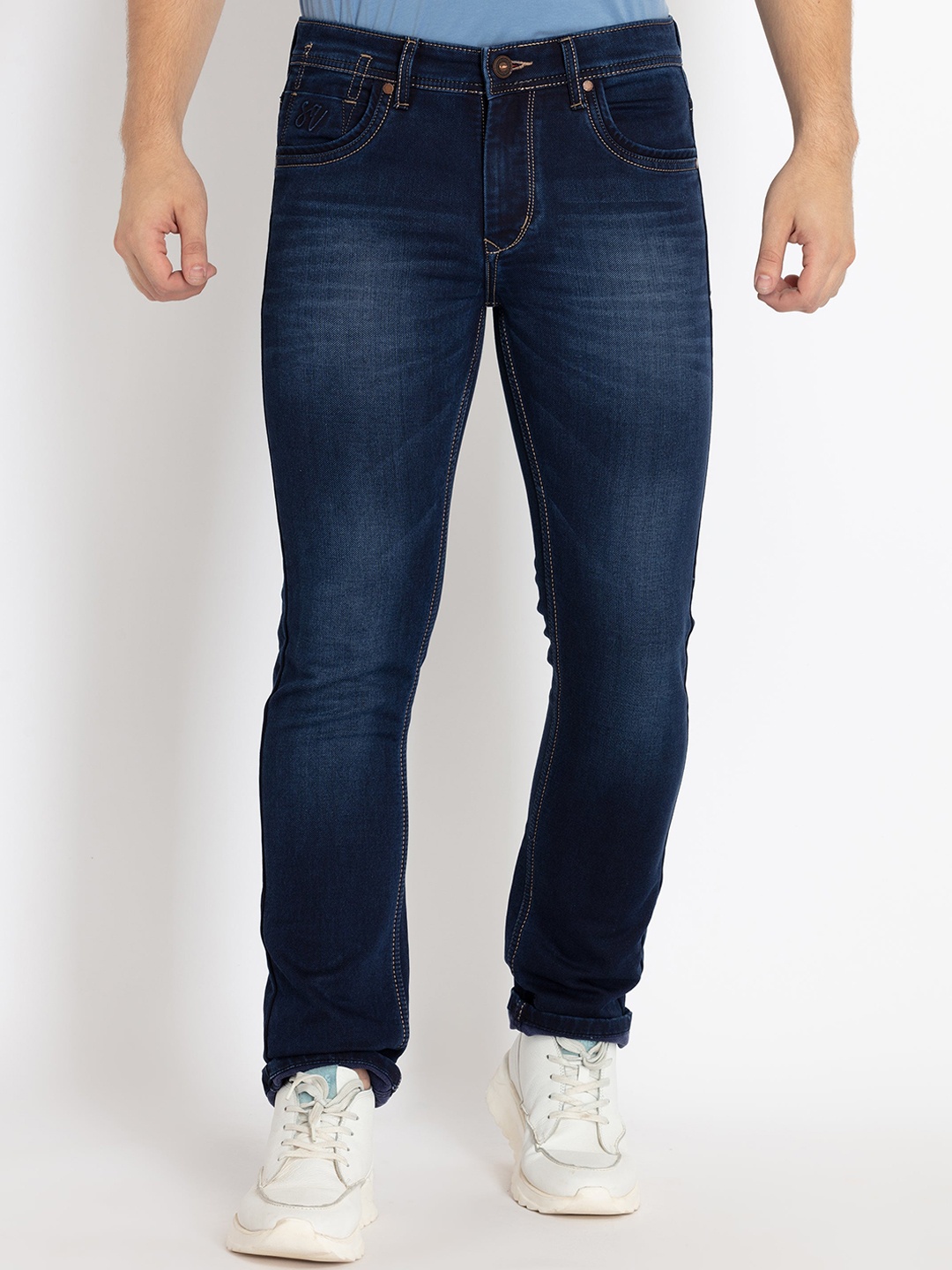 

Status Quo Men Straight Fit Light Fade Stretchable Jeans, Blue