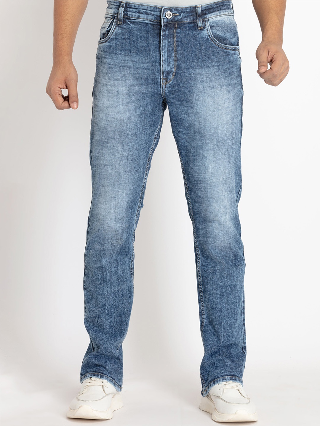 

Status Quo Men Bootcut Heavy Fade Non Stretchable Jeans, Blue