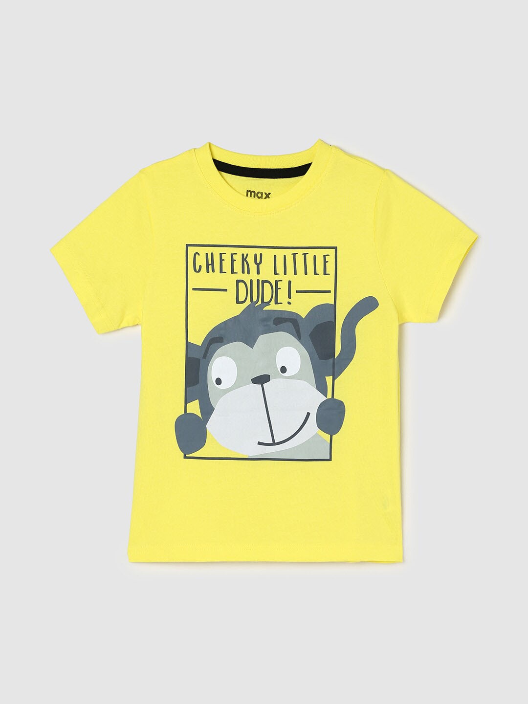 

max Boys Graphic Printed Cotton T-shirt, Yellow