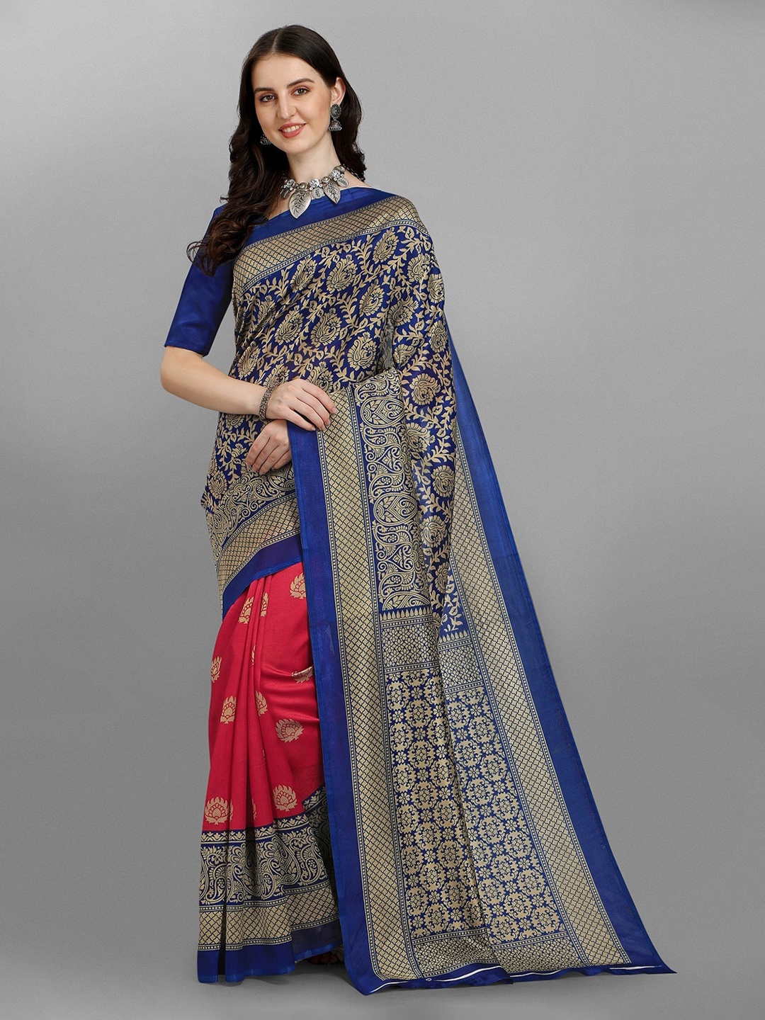 

Ethnic Yard Ethnic Motifs Woven Design Saree, Blue