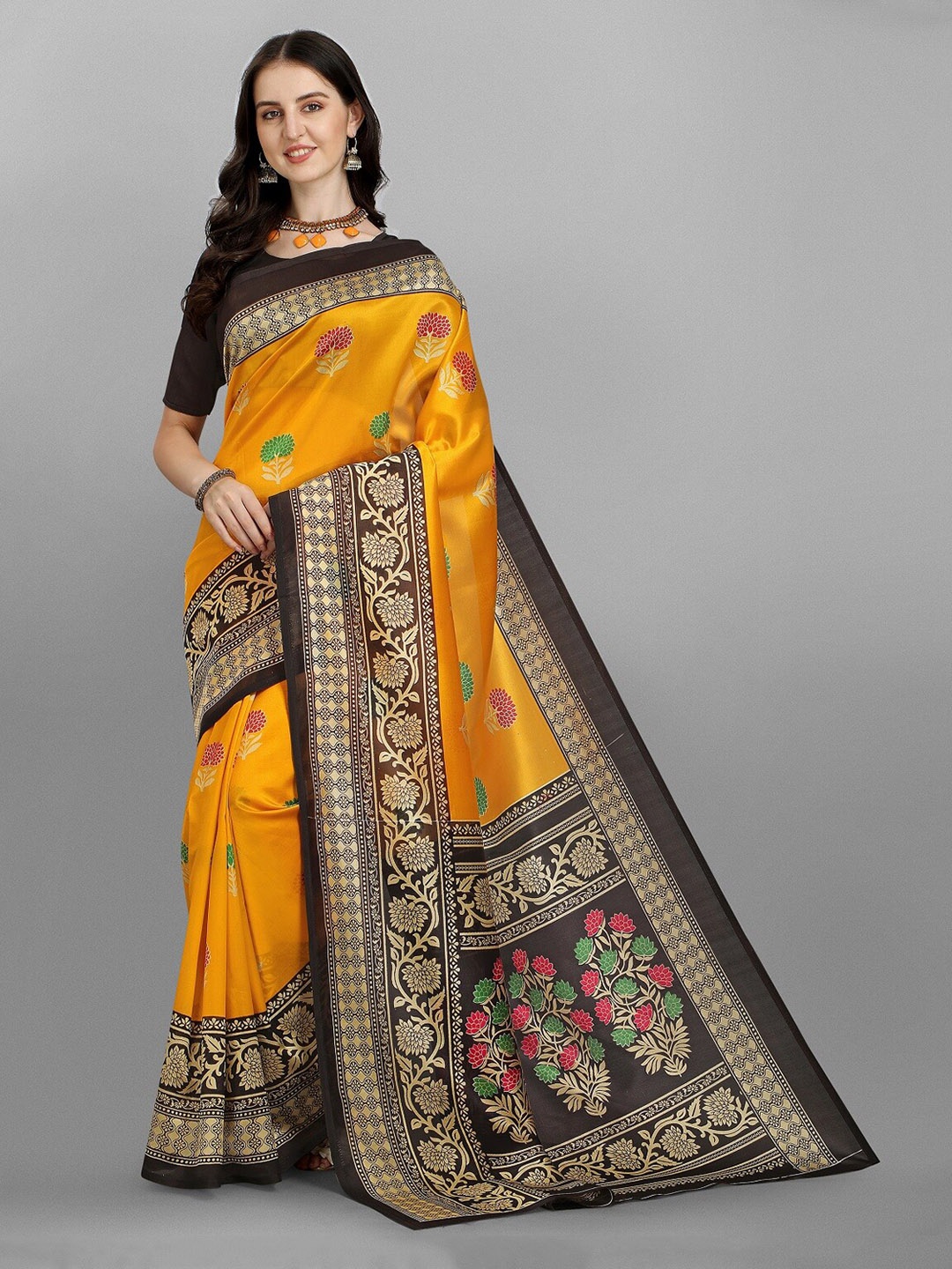 

Ethnic Yard Ethnic Motifs Printed Saree, Black