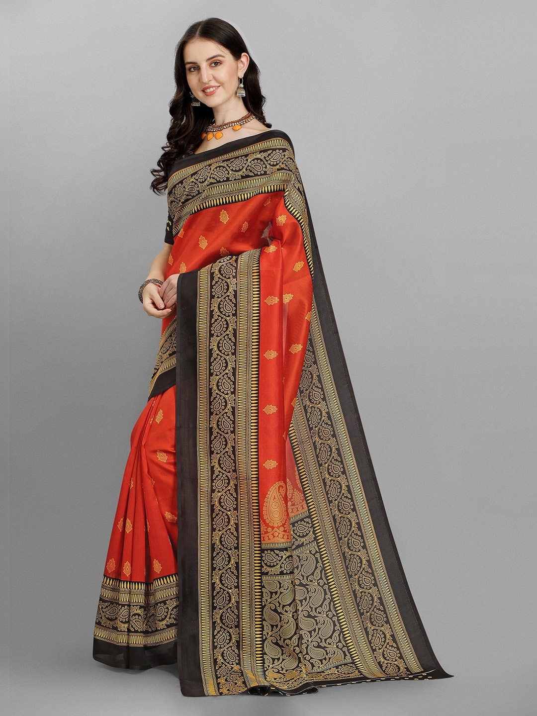 

Ethnic Yard Ethnic Motifs Printed Saree, Black