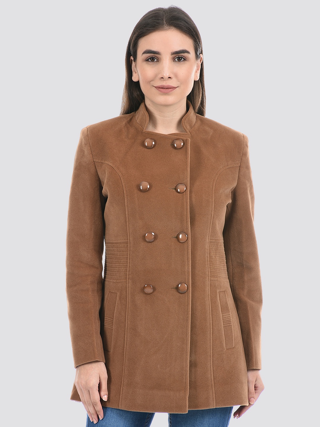 

Cloak & Decker by Monte Carlo Women Double-Breasted Acrylic Overcoat, Brown