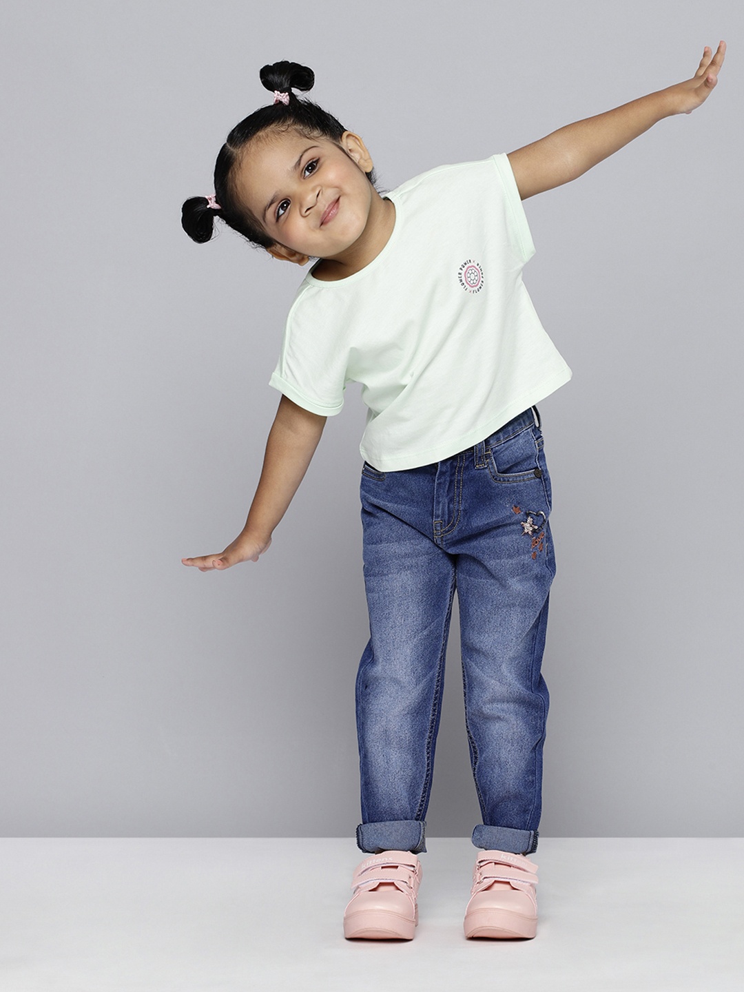 

HERE&NOW Girls Slim Fit Clean Look Stretchable Jeans, Blue