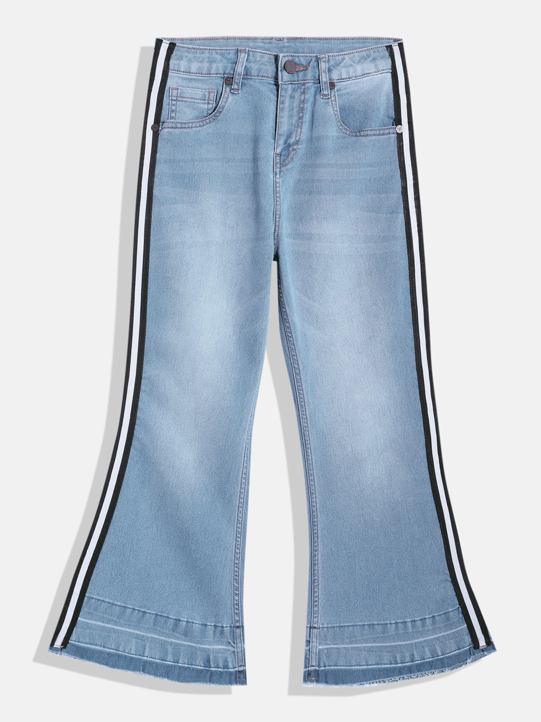 

HERE&NOW Girls Loose Fit Flared High-Rise Stretchable Jeans, Blue