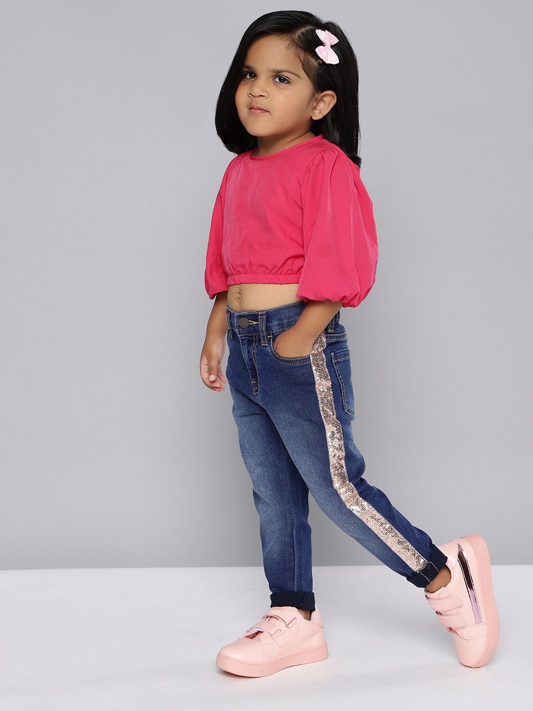 

HERE&NOW Girls Slim Fit Embellished Stretchable Jeans, Blue