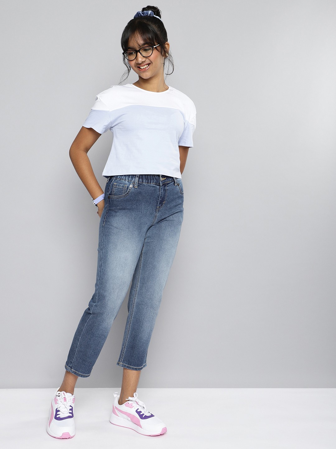 

HERE&NOW Girls Blue Relaxed Fit Clean Look Jeans