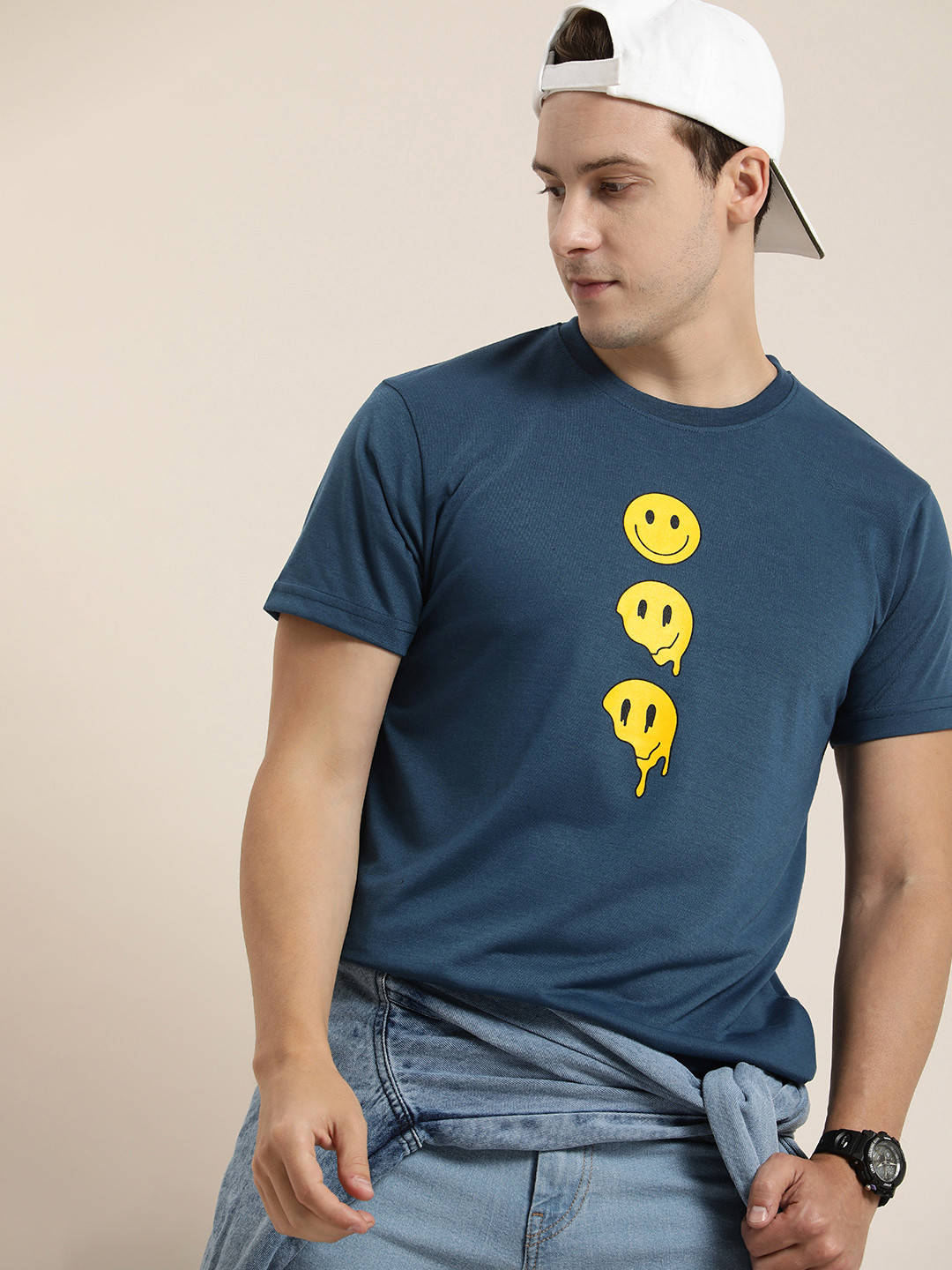 

Moda Rapido Men Graphic Printed Round Neck T-shirt, Navy blue