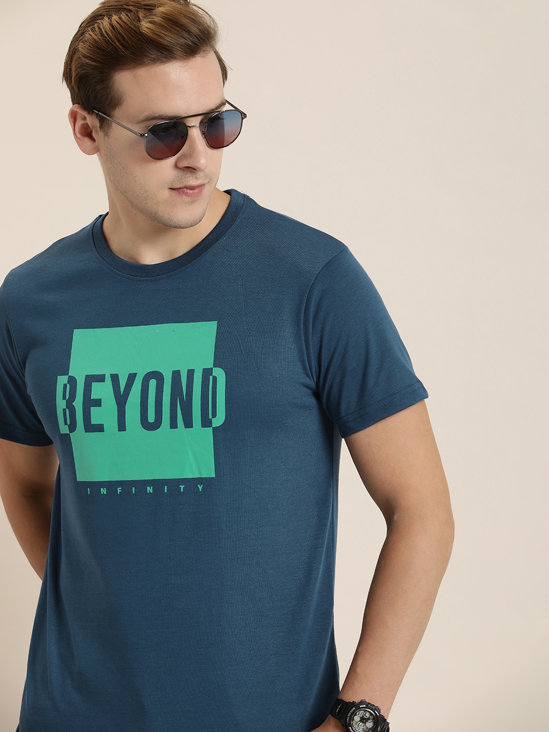 

Moda Rapido Men Typography Printed T-shirt, Navy blue