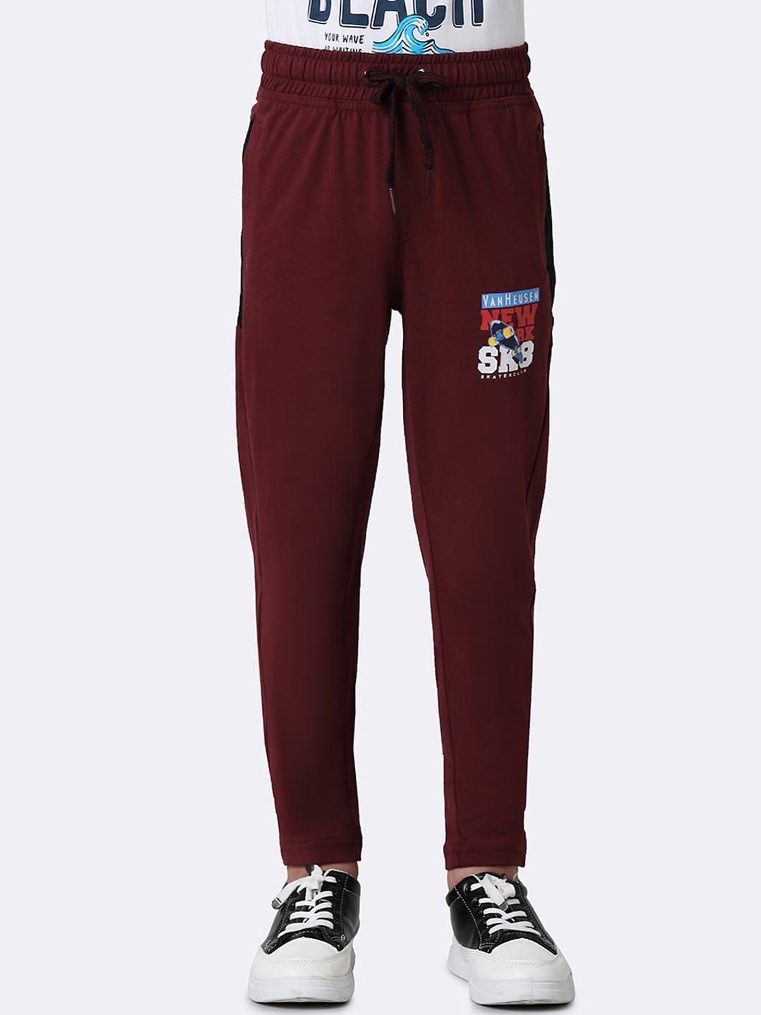 

Van Heusen Boys Printed Cotton Smart Tech Easy Stain Release Track Pants, Maroon