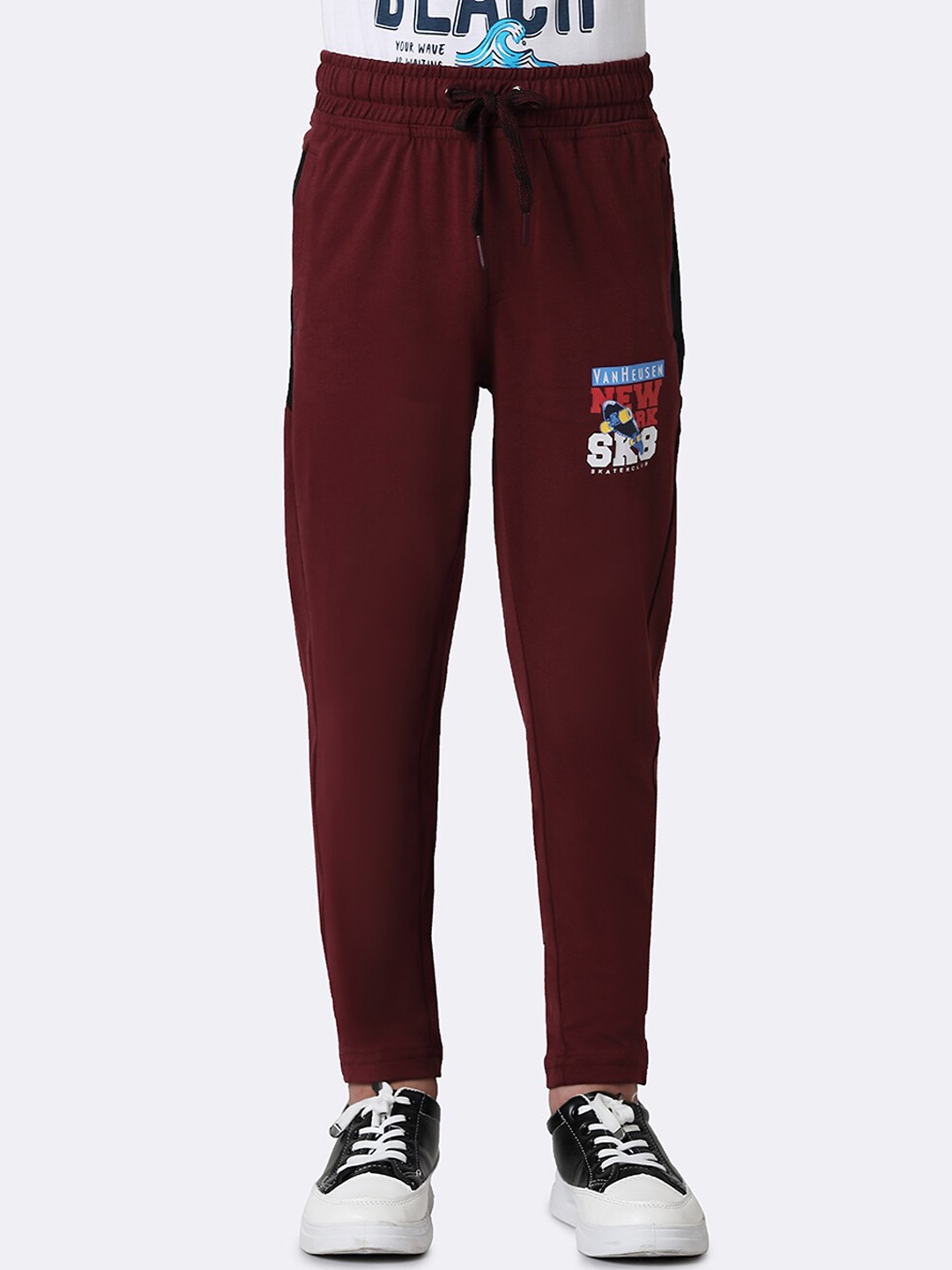

Van Heusen Boys Printed Cotton Smart Tech Easy Stain Release Track Pants, Maroon