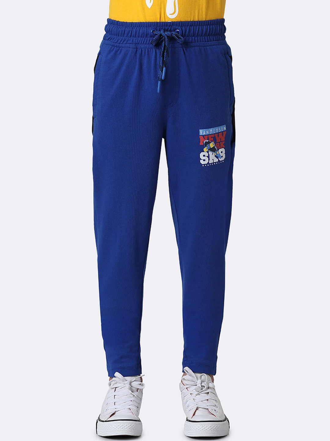 

Van Heusen Boys Printed Cotton Smart Tech Easy Stain Release Track Pants, Blue