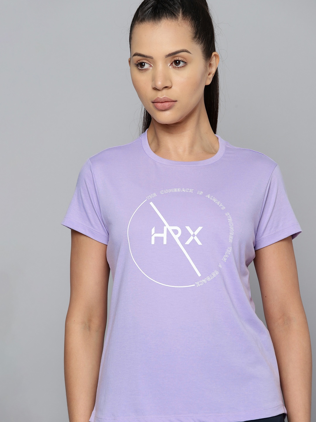 

HRX by Hrithik Roshan Rapid-Dry Printed Training T-shirt, Lavender