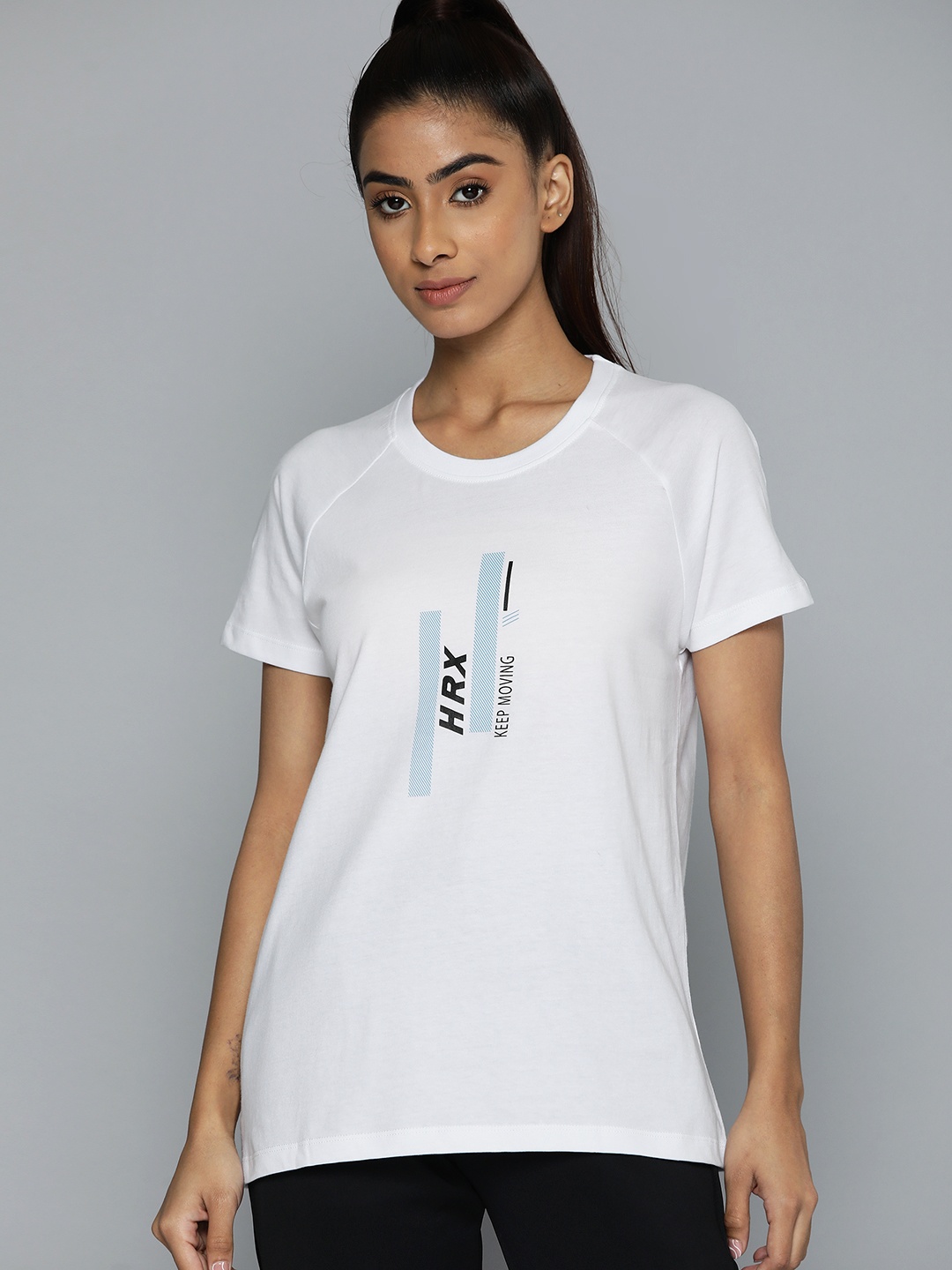 

HRX by Hrithik Roshan Brand Logo Printed Pure Cotton T-shirt, White