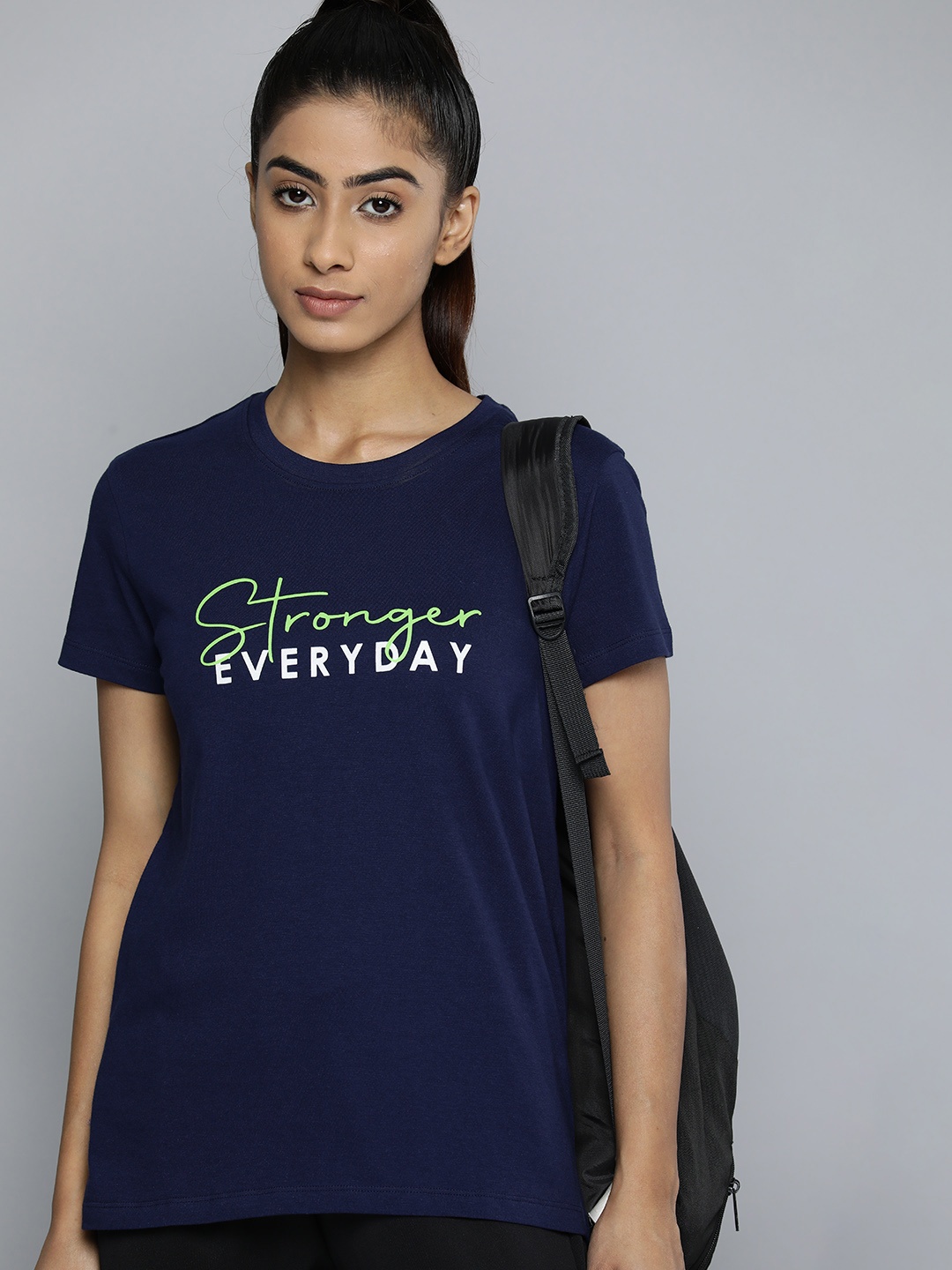

HRX by Hrithik Roshan Printed Pure Cotton Lifestyle T-shirt, Navy blue