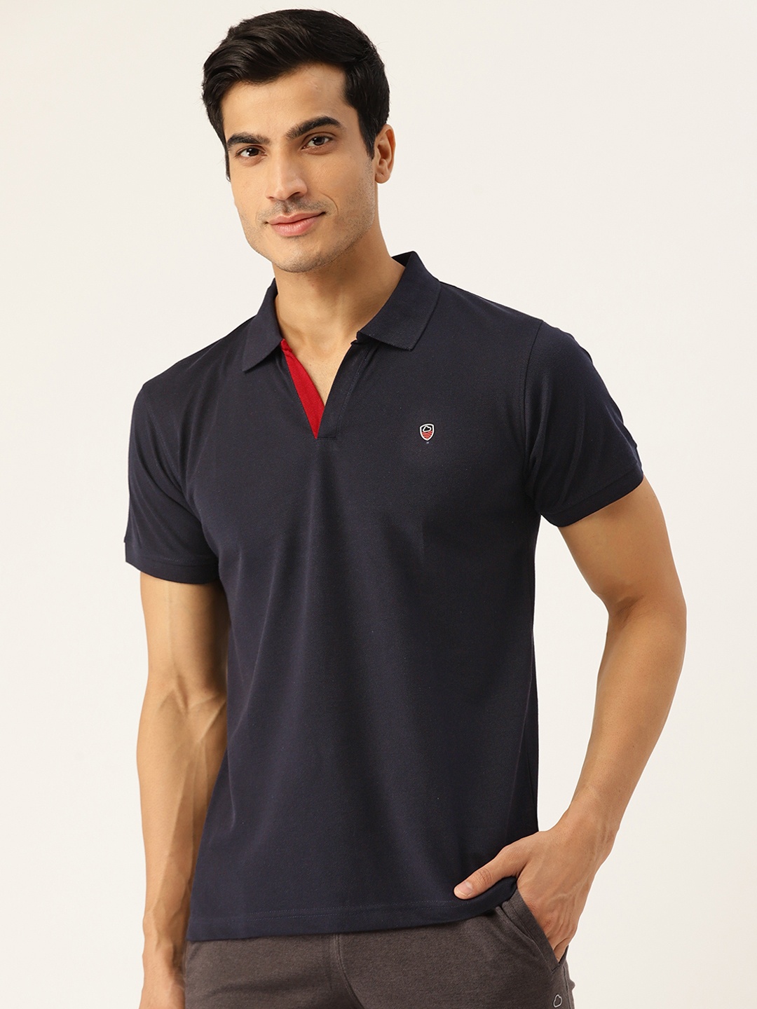 

Sweet Dreams Men Navy Blue Solid Polo Lounge T-shirt