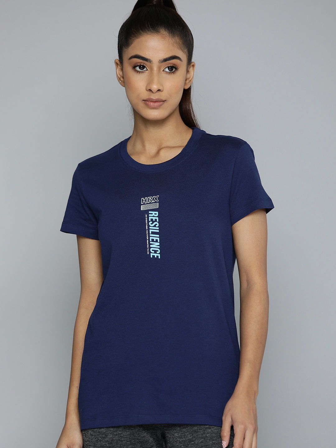 

HRX by Hrithik Roshan Printed Pure Cotton Lifestyle T-shirt, Navy blue