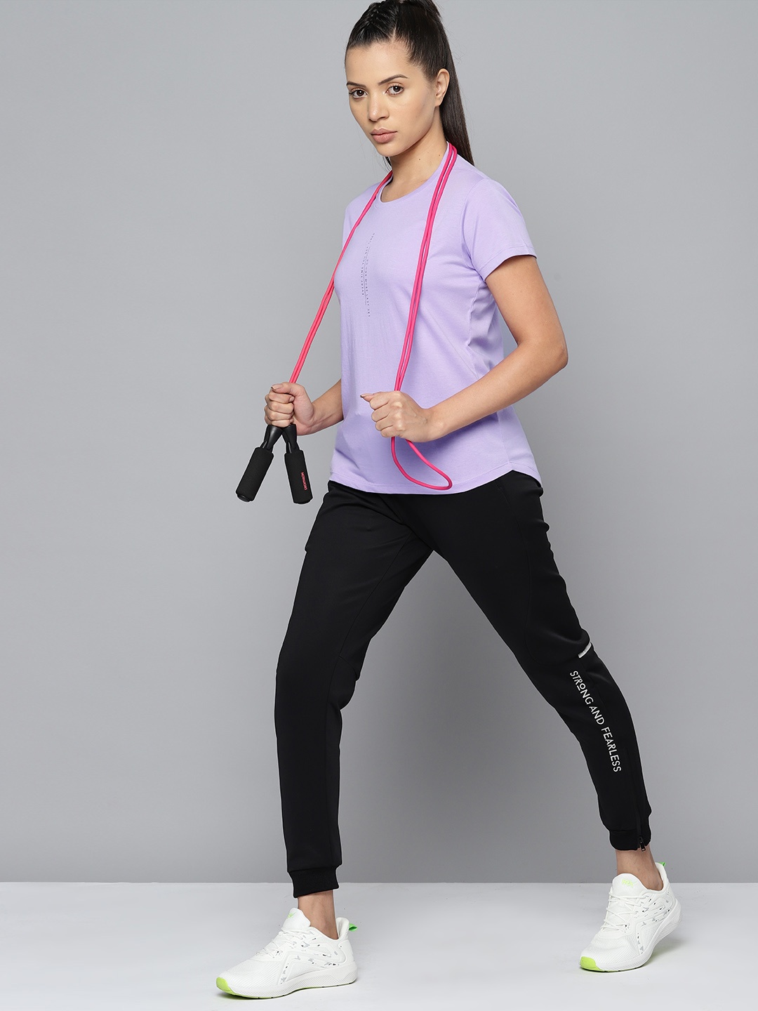

HRX by Hrithik Roshan Typography Printed Rapid-Dry Training T-shirt, Lavender