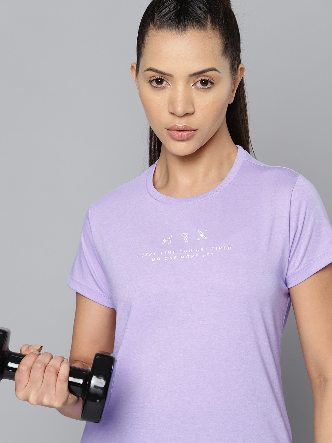 

HRX by Hrithik Roshan Brand Logo Printed Rapid-Dry Training T-shirt, Lavender