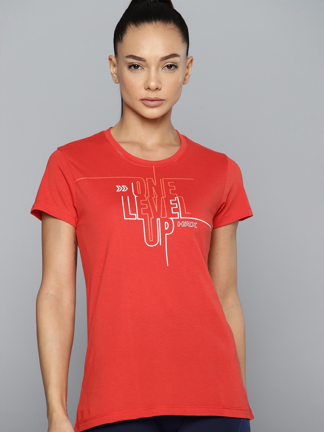 

HRX by Hrithik Roshan Brand Logo Printed Antimicrobial T-shirt, Rust