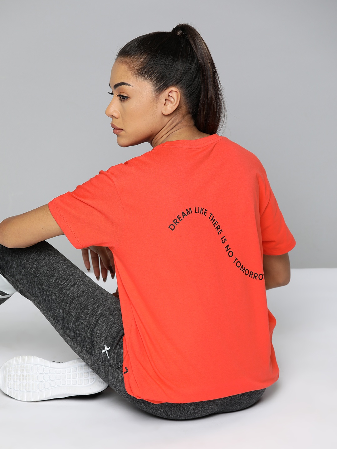 

HRX by Hrithik Roshan Women Typography Printed Pure Cotton T-shirt, Orange