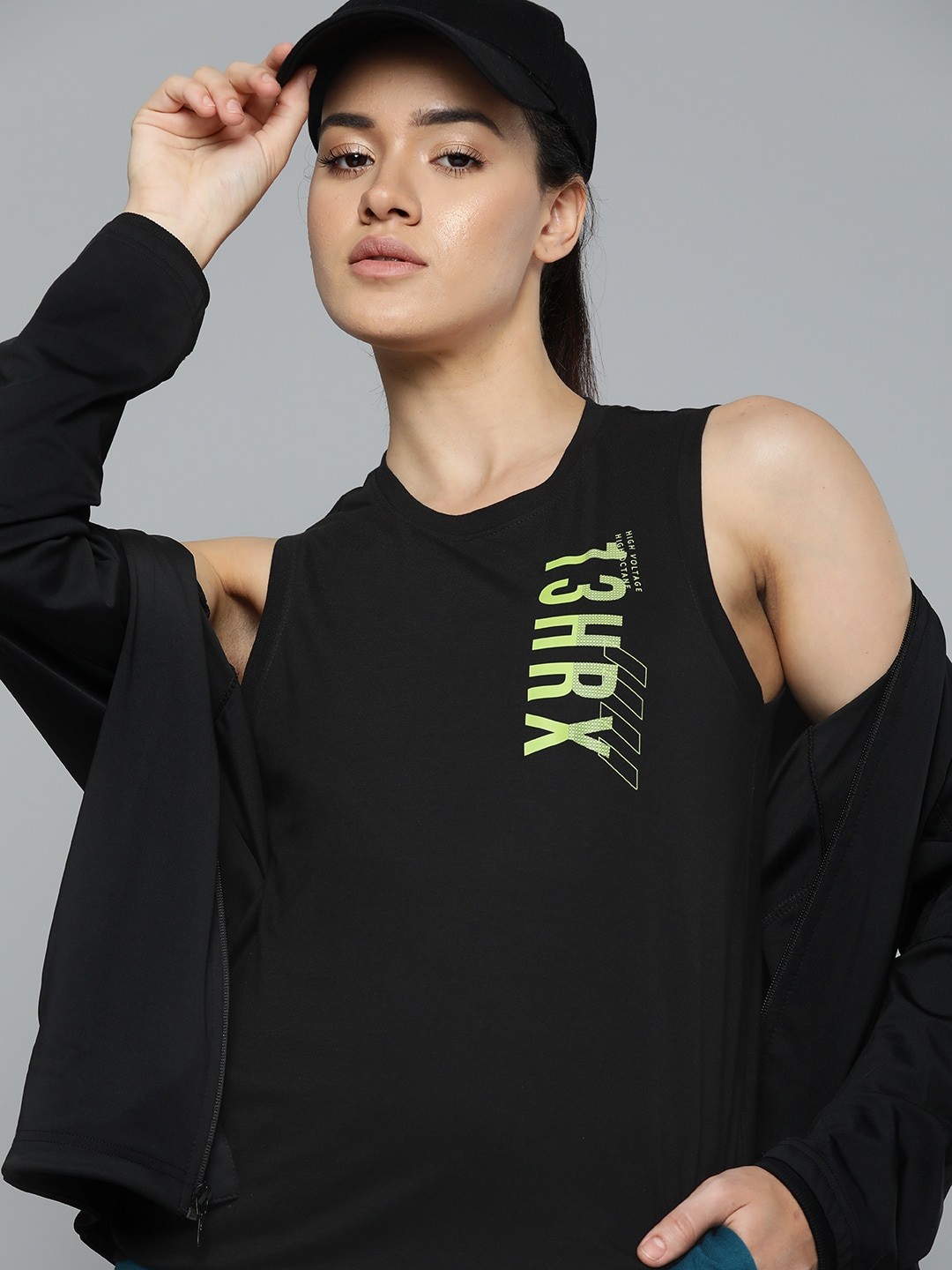 

HRX by Hrithik Roshan Brand Logo Printed T-shirt, Black