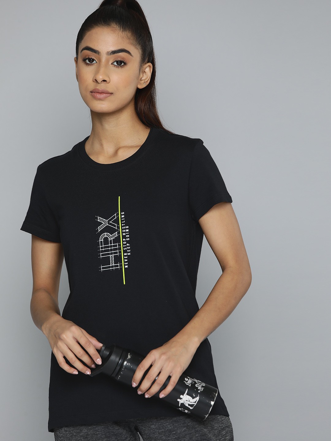 

HRX by Hrithik Roshan Printed Pure Cotton Lifestyle T-shirt, Black