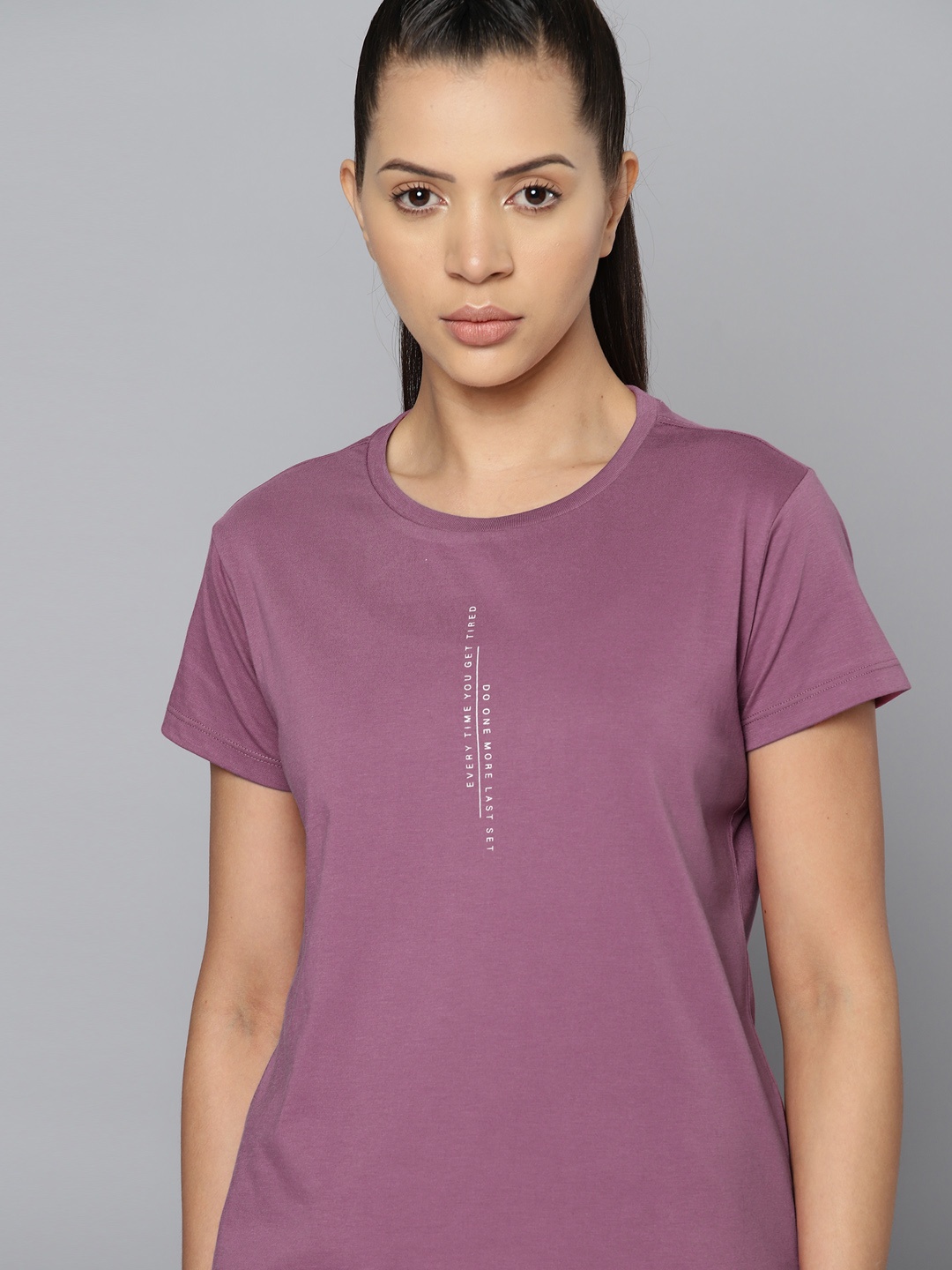 

HRX by Hrithik Roshan Typography Printed Rapid-Dry Training T-shirt, Mauve