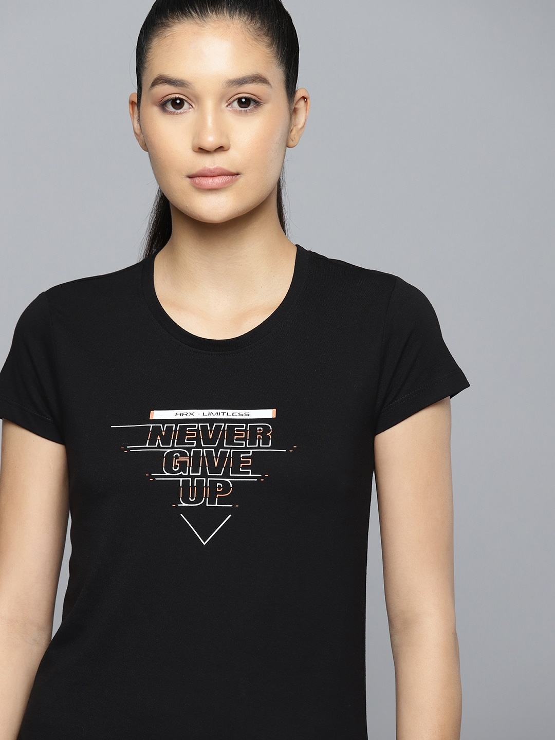 

HRX by Hrithik Roshan Typography Printed Training T-shirt, Black