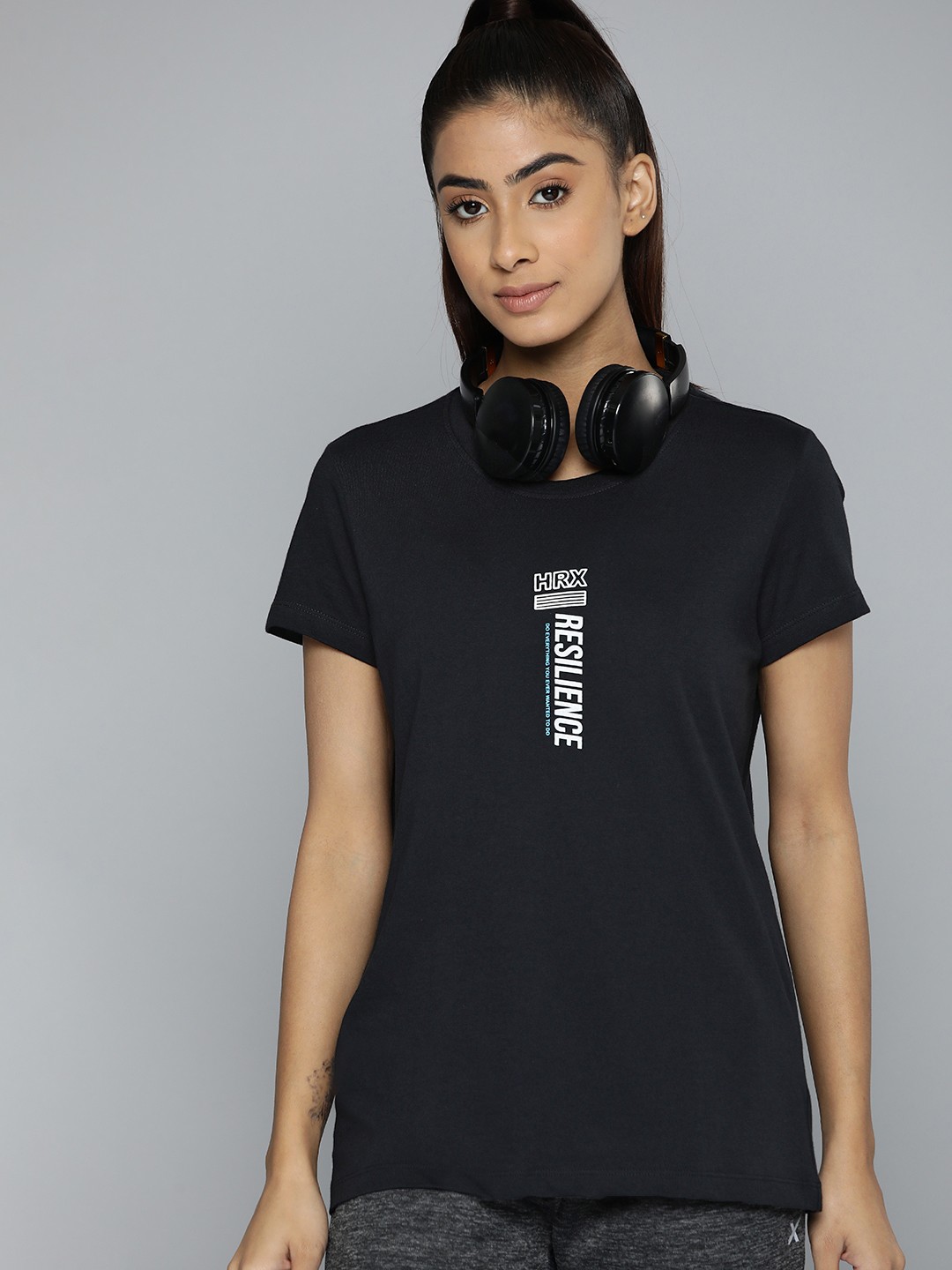 

HRX by Hrithik Roshan Printed Pure Cotton Lifestyle T-shirt, Black