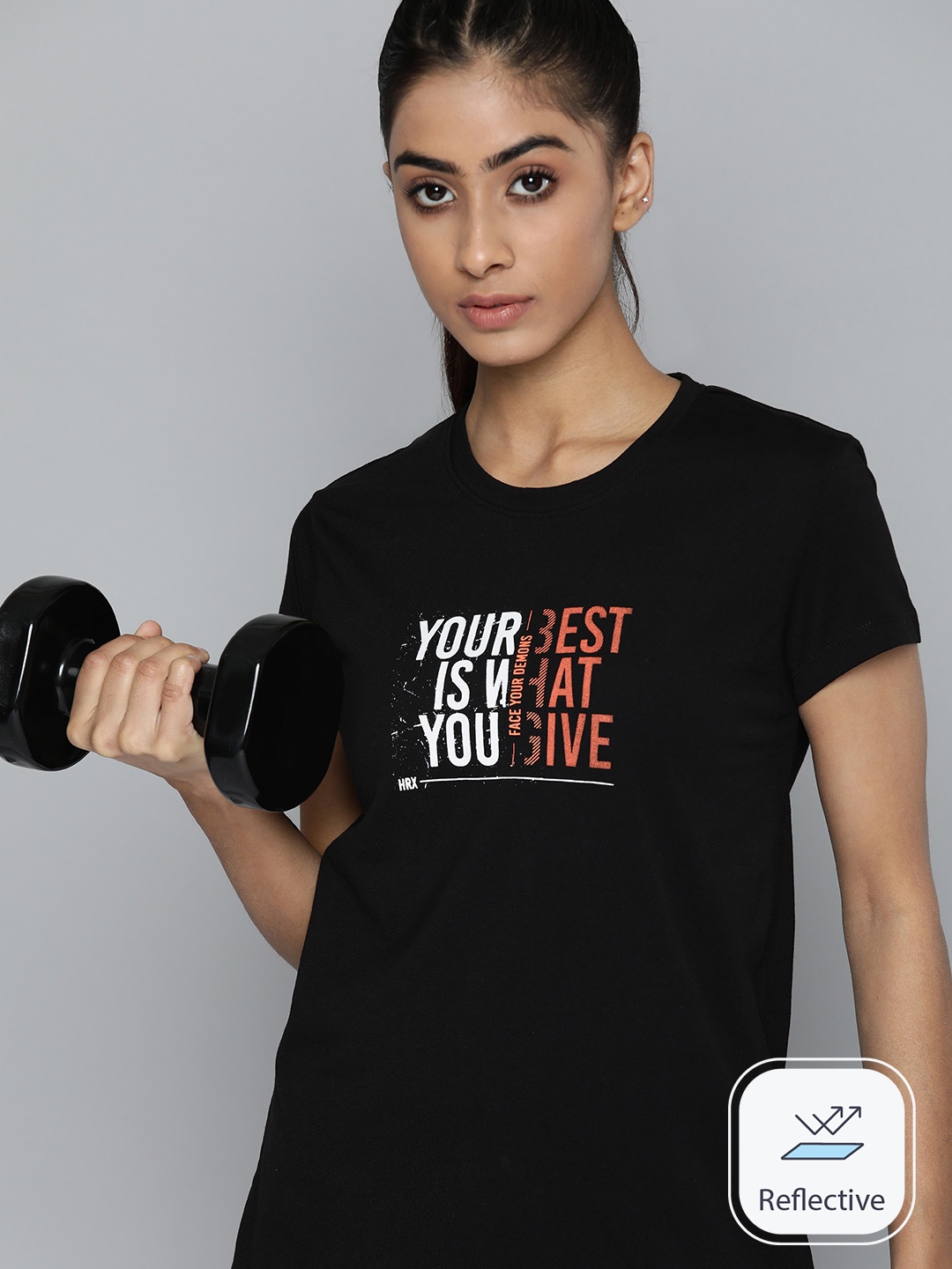 

HRX by Hrithik Roshan Rapid-Dry Printed Training T-shirt, Black