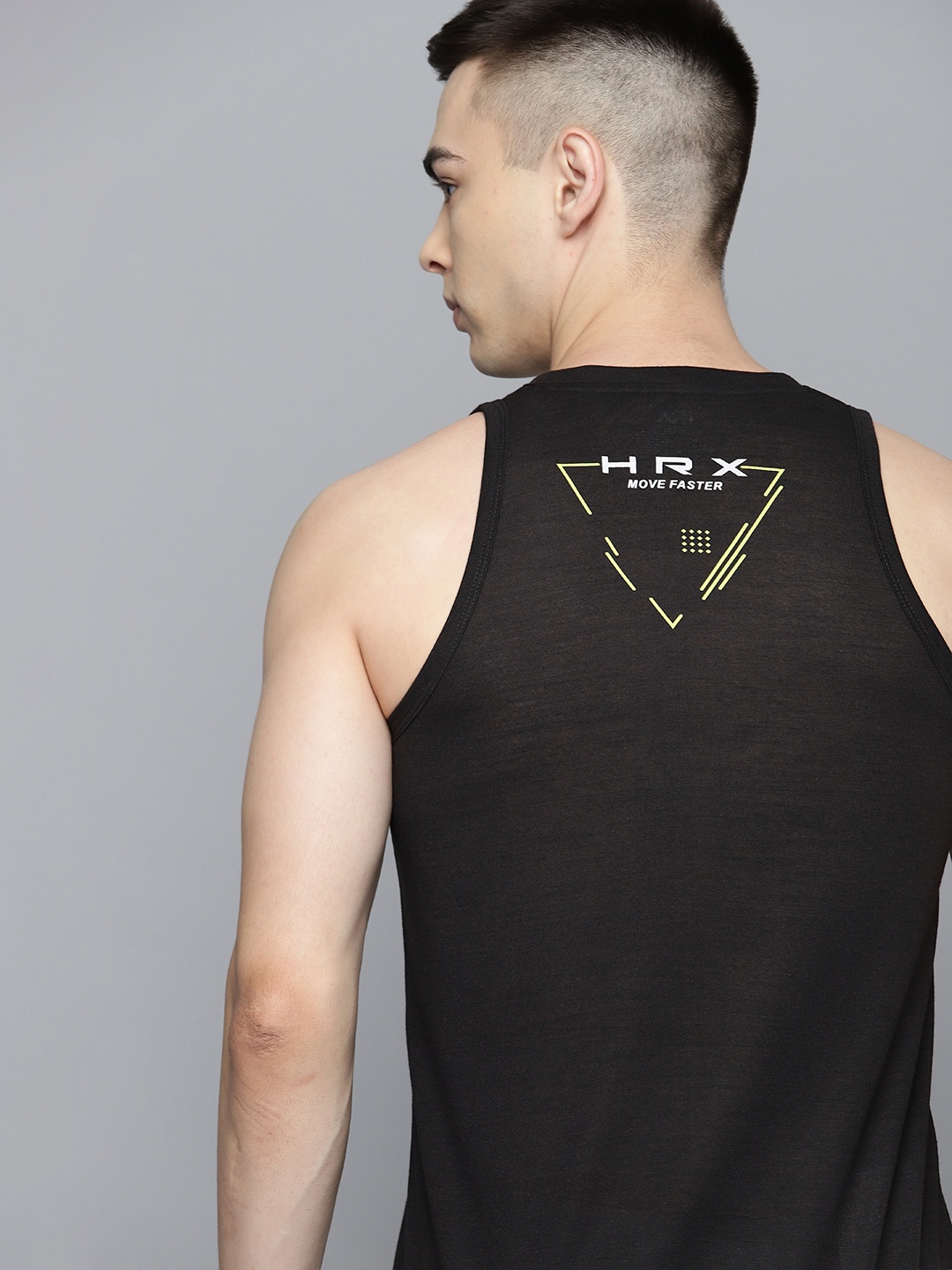 

HRX by Hrithik Roshan Brand Logo Printed Running Tank T-shirt, Black