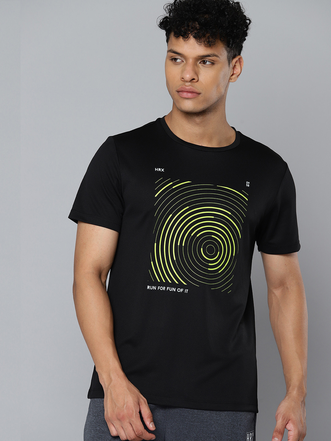 

HRX by Hrithik Roshan Rapid-Dry Printed Running T-shirt, Black