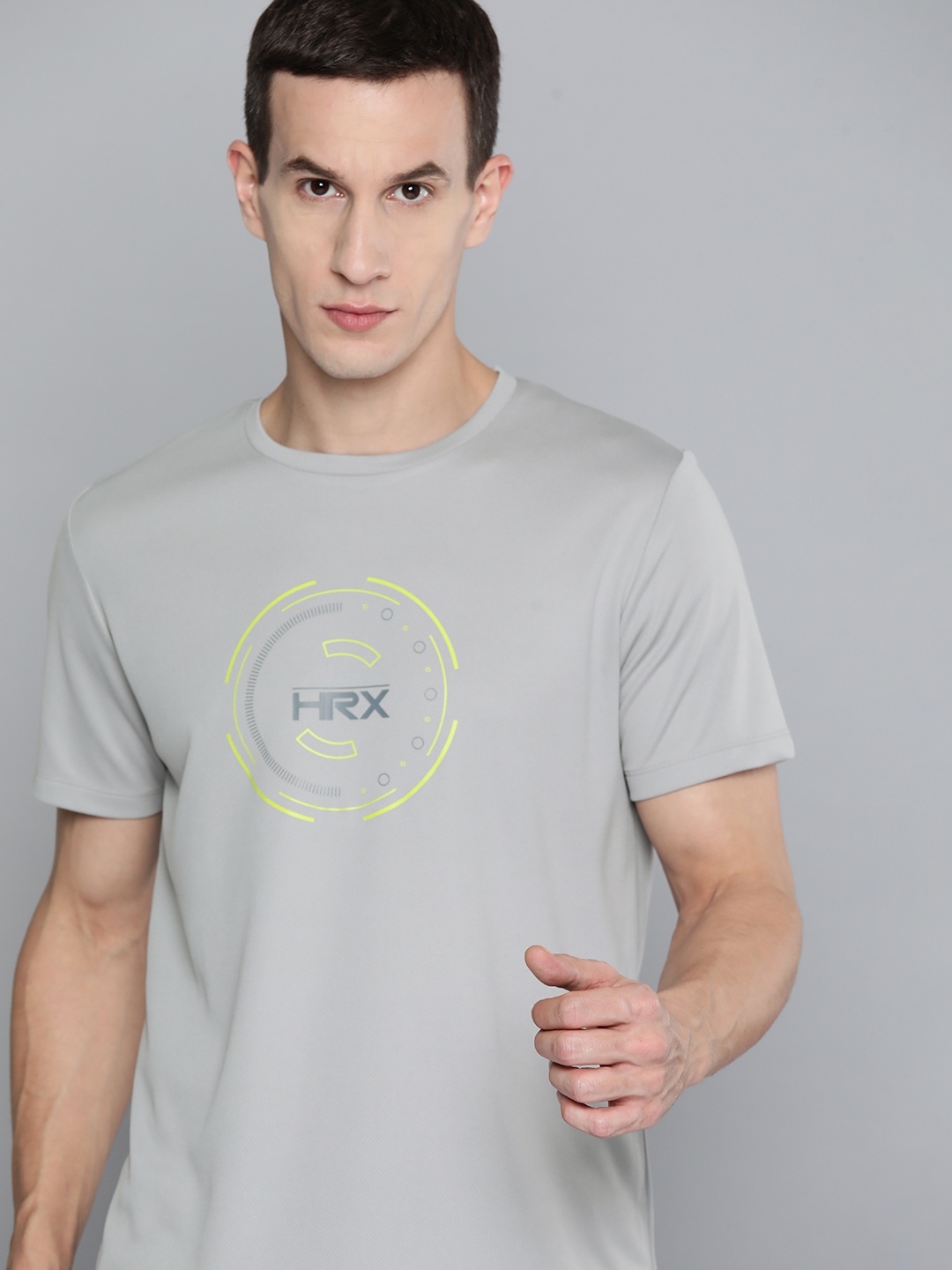 

HRX by Hrithik Roshan Men Brand Logo Running Rapid-Dry T-shirt with Reflective Detail, Grey