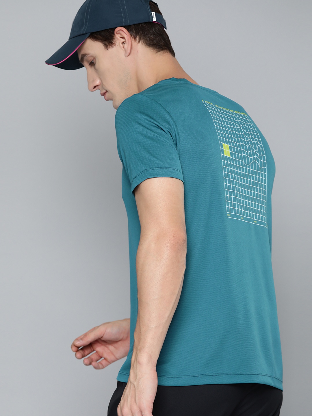 

HRX by Hrithik Roshan Rapid-Dry Back Printed Running T-shirt, Teal