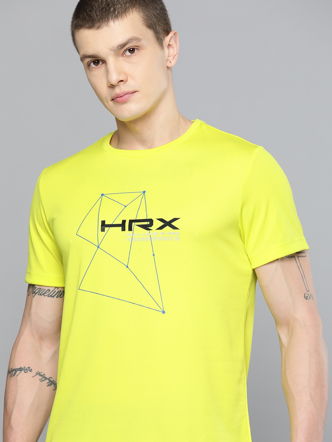 

HRX by Hrithik Roshan Men Brand Logo Printed Rapid-Dry Running T-shirt, Yellow