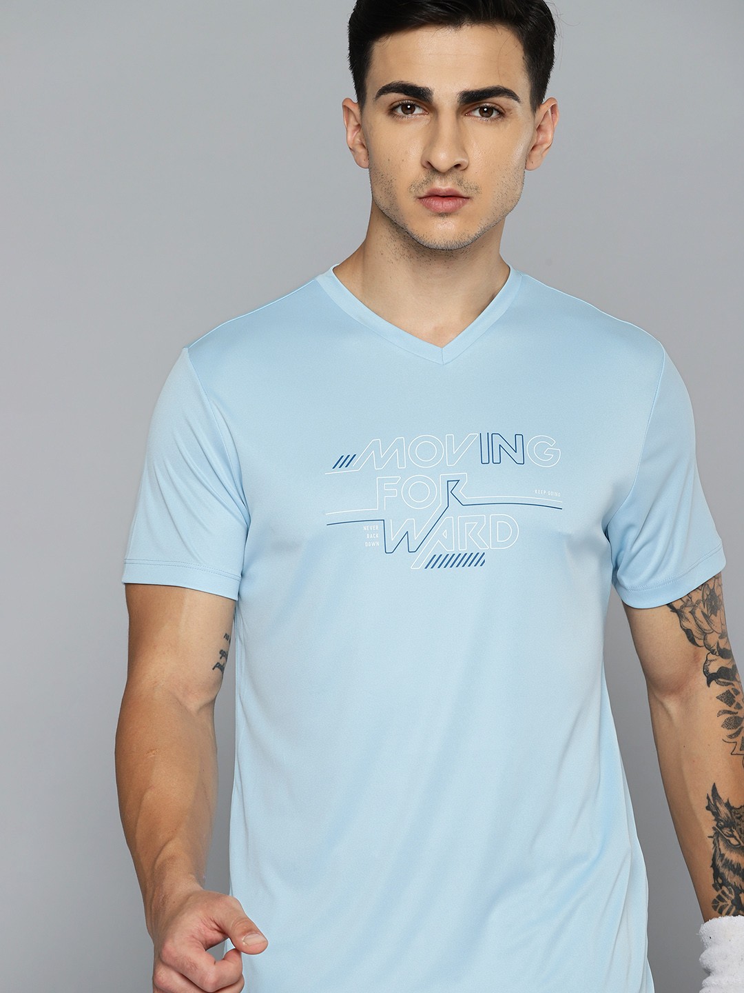 

HRX by Hrithik Roshan Men Typography Printed Rapid-Dry Running T-shirt, Blue