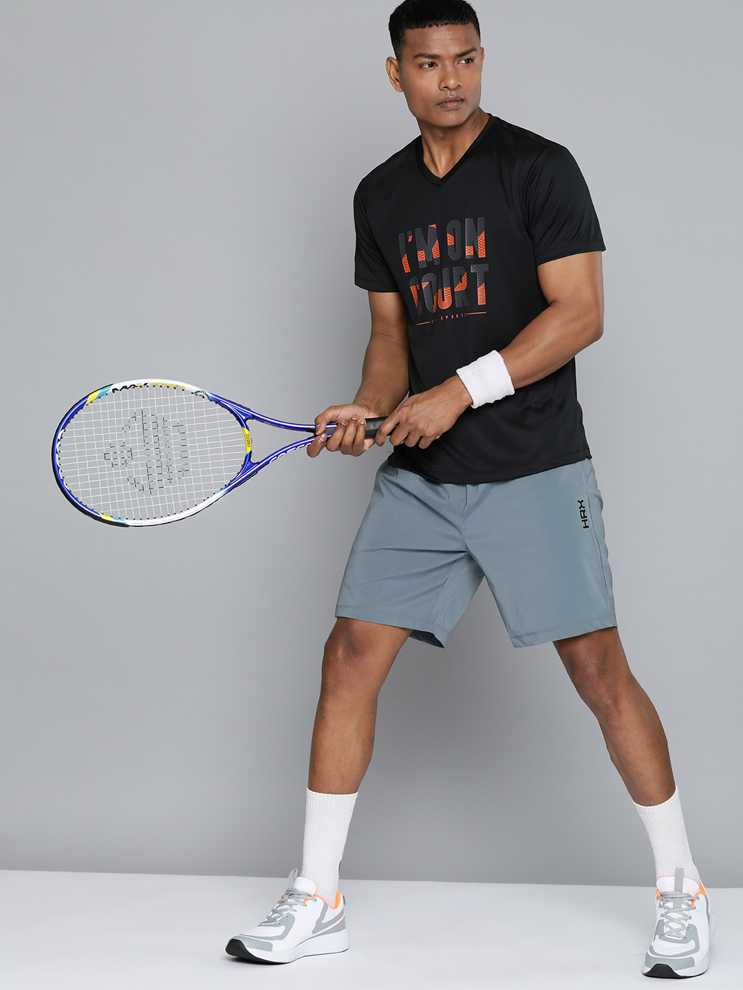 

HRX by Hrithik Roshan Printed Rapid-Dry Badminton T-shirt with Reflective Detail, Black
